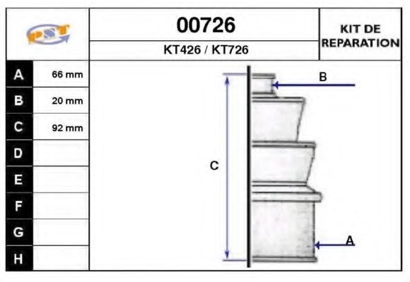 SNRA 00726 Bellow Set, drive shaft